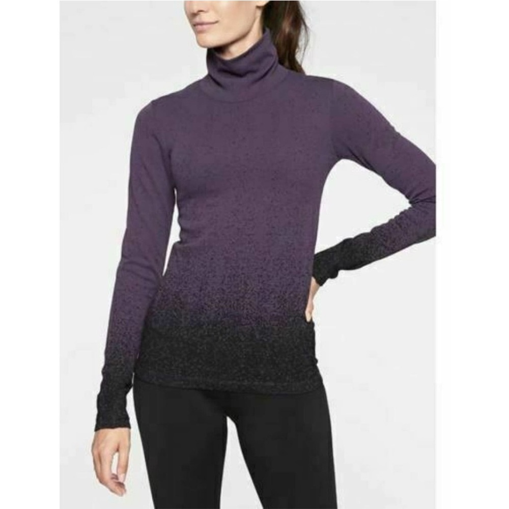 ATHLETA Purple Flurry Base Layer Ombre Turtleneck Top Medium